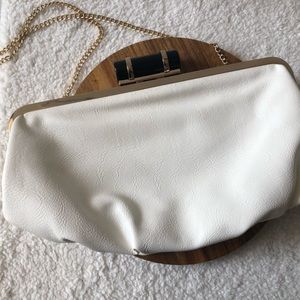 Melie Bianca white leather clutch